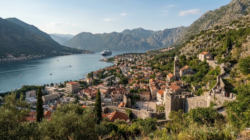 Kotor Montenegro old town and scenic Bay of Kotor