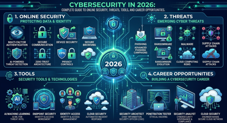 Cybersecurity in 2026: Complete Guide to Online Security, Threats, Tools, and Career Opportunities